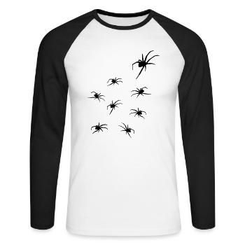 Spiders, Spider Horror - Unisex Long Sleeve Baseball T-Shirt - white/black - Front - Nik (191cm)