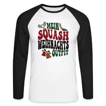 Squash Weihnachten Spieler Squasher Squashspieler - Unisex Baseballshirt langarm - Weiß/Schwarz - Vorne - Nik (191cm)