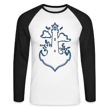 PHARE DE LA MER DU NORD MER BALTIQUE - T-shirt baseball manches longues Homme - blanc/noir - Devant - Nik (191cm)