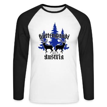 Hüttengaudi Austria 2C - Unisex Baseballshirt langarm - Weiß/Schwarz - Vorne - Nik (191cm)