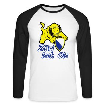 Züri isch ois - Unisex Baseballshirt langarm - Weiß/Schwarz - Vorne - Nik (191cm)