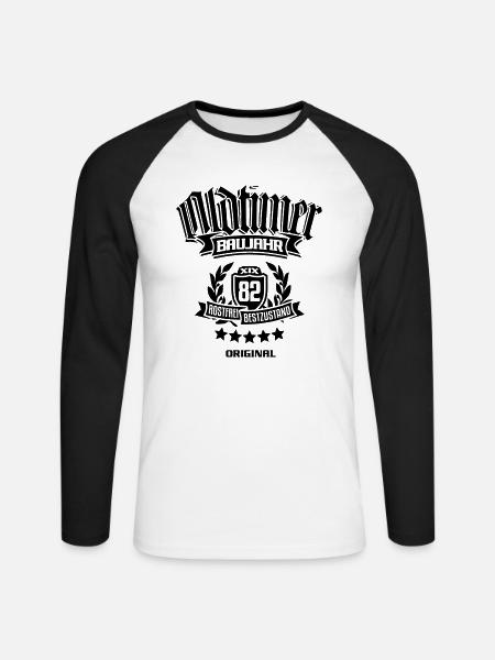 Oldtimer Baujahr 1982 - Unisex Baseballshirt langarm - Weiß/Schwarz