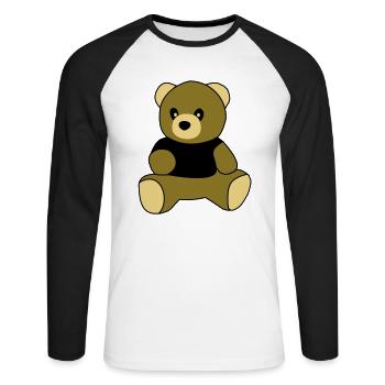 sitting teddy - Unisex Long Sleeve Baseball T-Shirt - white/black - Front - Nik (191cm)