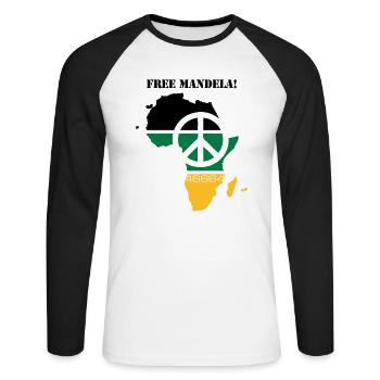 free mandela - Unisex Baseballshirt langarm - Weiß/Schwarz - Vorne - Nik (191cm)