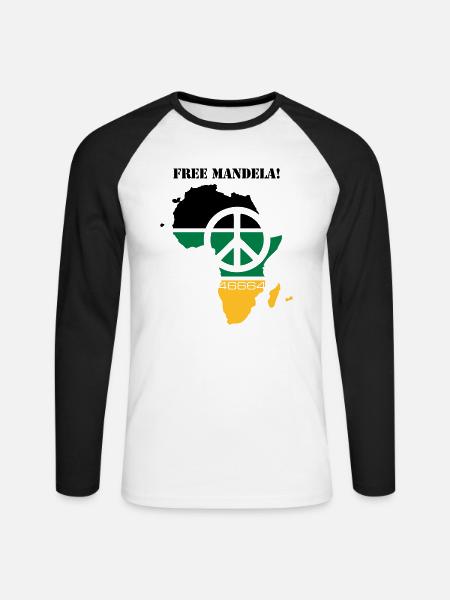 free mandela - Unisex Baseballshirt langarm - Weiß/Schwarz
