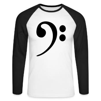 bass_clef - T-shirt baseball manches longues Homme - blanc/noir - Devant - Nik (191cm)