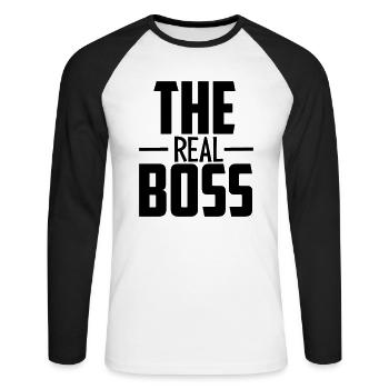 The Real Boss - Unisex Long Sleeve Baseball T-Shirt - white/black - Front - Nik (191cm)