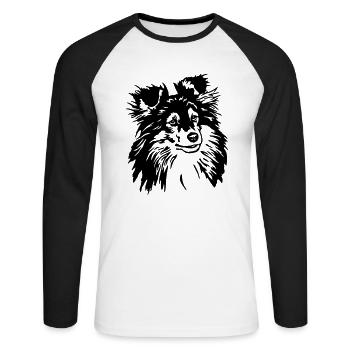 3 Sheltie - Unisex Baseballshirt langarm - Weiß/Schwarz - Vorne - Nik (191cm)
