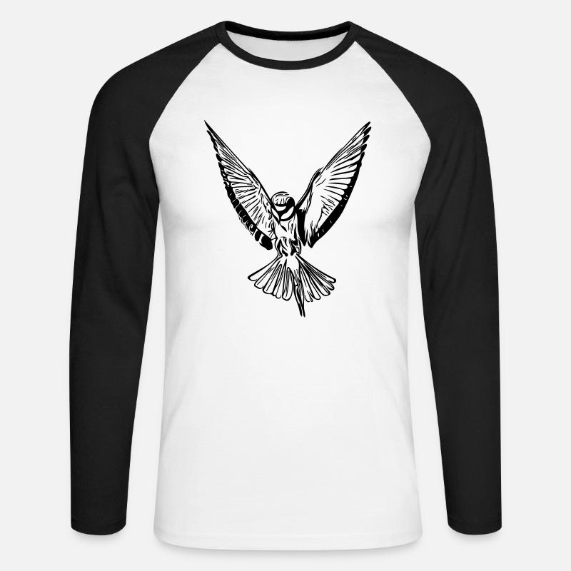 Vogel - Unisex Baseballshirt langarm - Weiß/Schwarz