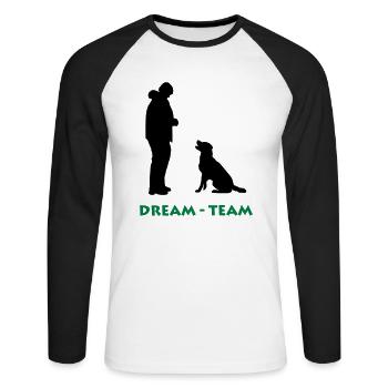 Dream-Tream - Unisex Baseballshirt langarm - Weiß/Schwarz - Vorne - Nik (191cm)