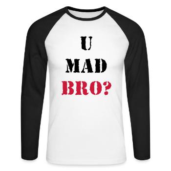 U mad Bro? - T-shirt baseball manches longues Homme - blanc/noir - Devant - Nik (191cm)