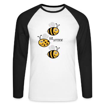Soyez différent - être soi-même - Bee - Bee - 3C - T-shirt baseball manches longues Homme - blanc/noir - Devant - Nik (191cm)