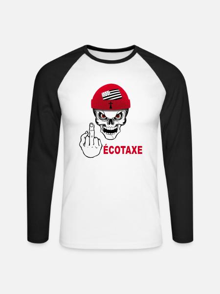 Breizh Fick mit Steuer - Unisex Baseballshirt langarm - Weiß/Schwarz