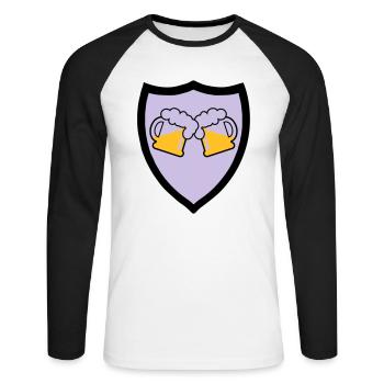 Bier Emblem 3c - Unisex Baseballshirt langarm - Weiß/Schwarz - Vorne - Nik (191cm)