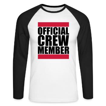 Official Crew Member Logo - T-shirt baseball manches longues Homme - blanc/noir - Devant - Nik (191cm)