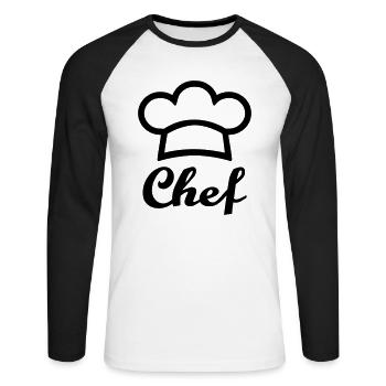 Chef's hat - Unisex Long Sleeve Baseball T-Shirt - white/black - Front - Nik (191cm)