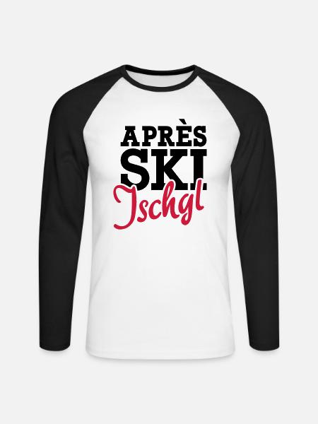 Ischgl - Unisex Baseballshirt langarm - Weiß/Schwarz