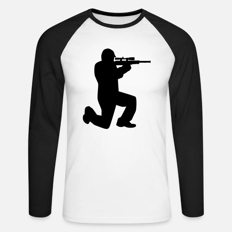 Airsoft - Unisex Baseballshirt langarm - Weiß/Schwarz