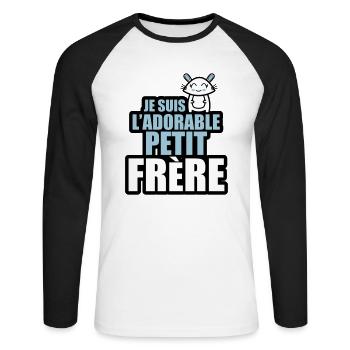 je suis l'adorable petit frère - T-shirt baseball manches longues Homme - blanc/noir - Devant - Nik (191cm)