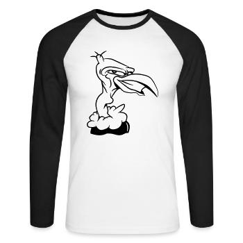 geier fies witzig - Unisex Baseballshirt langarm - Weiß/Schwarz - Vorne - Nik (191cm)