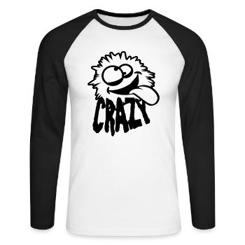 flauschig plüsch haarig klein zottelig süß niedlic - Unisex Baseballshirt langarm - Weiß/Schwarz - Vorne - Nik (191cm)