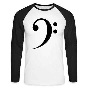 Clé de basse - T-shirt baseball manches longues Homme - blanc/noir - Devant - Nik (191cm)