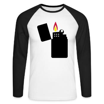 feuerzeug_02 - Unisex Baseballshirt langarm - Weiß/Schwarz - Vorne - Nik (191cm)
