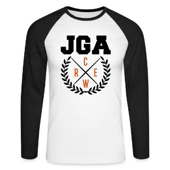 jga crew - Unisex Baseballshirt langarm - Weiß/Schwarz - Vorne - Nik (191cm)