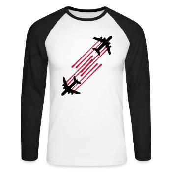 2 gouttes de sang chemtrails ligne de timbre graff - T-shirt baseball manches longues Homme - blanc/noir - Devant - Nik (191cm)