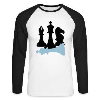 Schach, schachmatt - Unisex Baseballshirt langarm - Weiß/Schwarz - Vorne - Nik (191cm)