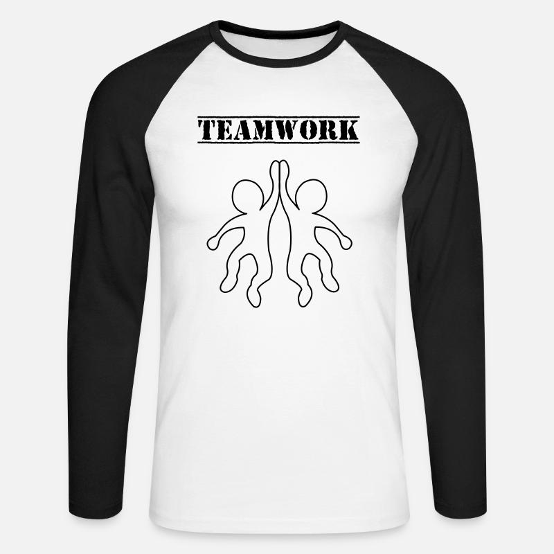 teamwork_01 - Unisex Baseballshirt langarm - Weiß/Schwarz