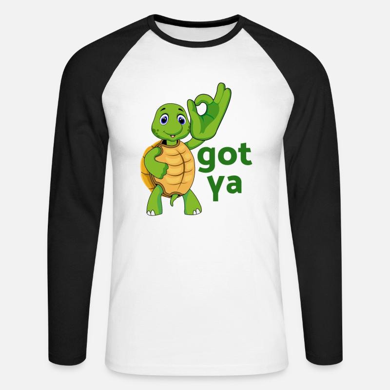 turtle turtle testudines toad - Unisex Long Sleeve Baseball T-Shirt - white/black