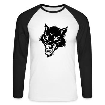 wolf - Unisex Long Sleeve Baseball T-Shirt - white/black - Front - Nik (191cm)