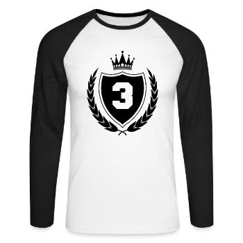 wappen 3 - Unisex Baseballshirt langarm - Weiß/Schwarz - Vorne - Nik (191cm)