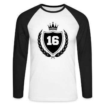 armoiries 16 - T-shirt baseball manches longues Homme - blanc/noir - Devant - Nik (191cm)