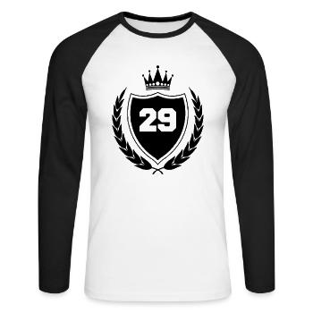 armoiries 29 - T-shirt baseball manches longues Homme - blanc/noir - Devant - Nik (191cm)