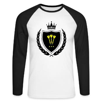 Wappen Dart - Unisex Baseballshirt langarm - Weiß/Schwarz - Vorne - Nik (191cm)