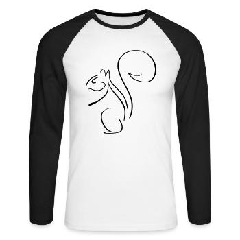 Squirrel Line Art - Minimalist - Unisex Long Sleeve Baseball T-Shirt - white/black - Front - Nik (191cm)