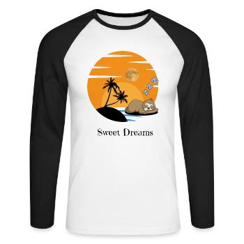 Süße Träume von lustiges Faultier - Unisex Baseballshirt langarm - Weiß/Schwarz - Vorne - Nik (191cm)