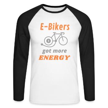 E biker et vélo électrique vélo électrique cycliste e bike - T-shirt baseball manches longues Homme - blanc/noir - Devant - Nik (191cm)