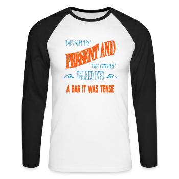 funny sayings gift idea sayings reading geek bday - Unisex Baseballshirt langarm - Weiß/Schwarz - Vorne - Nik (191cm)