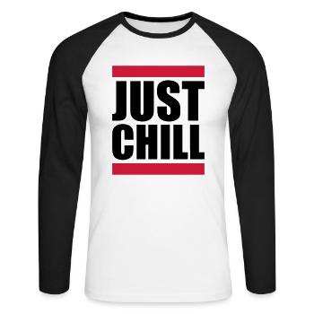 Bar Just Chill Relax - Unisex Long Sleeve Baseball T-Shirt - white/black - Front - Nik (191cm)