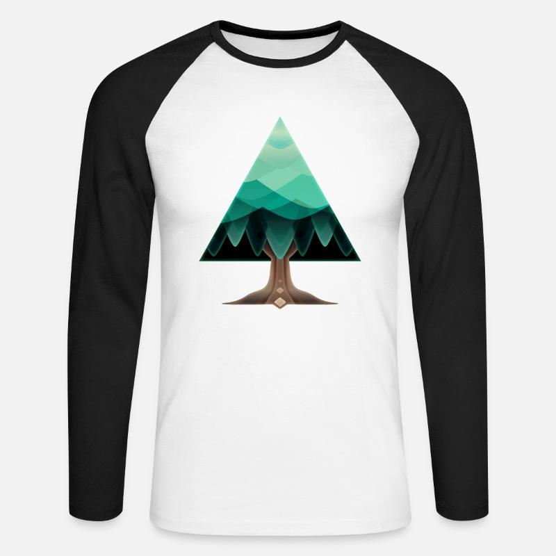 The triangular tree - Unisex Long Sleeve Baseball T-Shirt - white/black