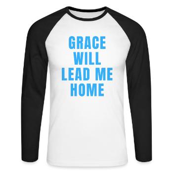 La grâce vous conduira à la maison - Christian - T-shirt baseball manches longues Homme - blanc/noir - Devant - Nik (191cm)