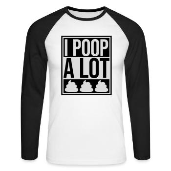 I poop a lot - Unisex Baseballshirt langarm - Weiß/Schwarz - Vorne - Nik (191cm)