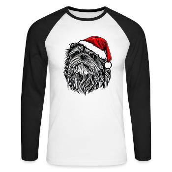 Weihnachten Hund süß lustig Hunde Tier Welpe 4 - Unisex Baseballshirt langarm - Weiß/Schwarz - Vorne - Nik (191cm)