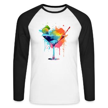 Cocktail 2 - T-shirt baseball manches longues Homme - blanc/noir - Devant - Nik (191cm)