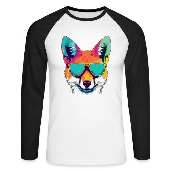 Hektor der Kojote - Unisex Baseballshirt langarm - Weiß/Schwarz - Vorne - Nik (191cm)
