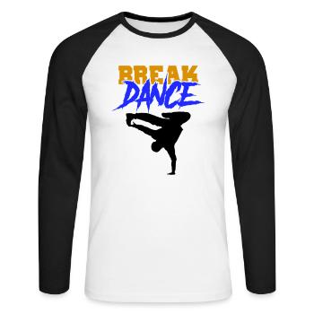 break dance - Unisex Baseballshirt langarm - Weiß/Schwarz - Vorne - Nik (191cm)