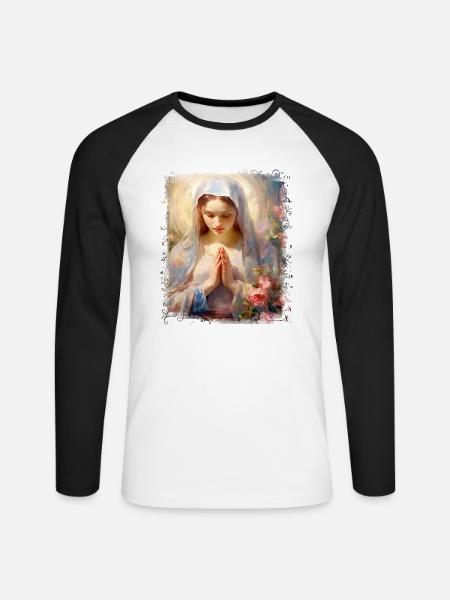 Heilige Maria Maria Madonna Mariana Jungfrau Maria Heilige - Unisex Baseballshirt langarm - Weiß/Schwarz